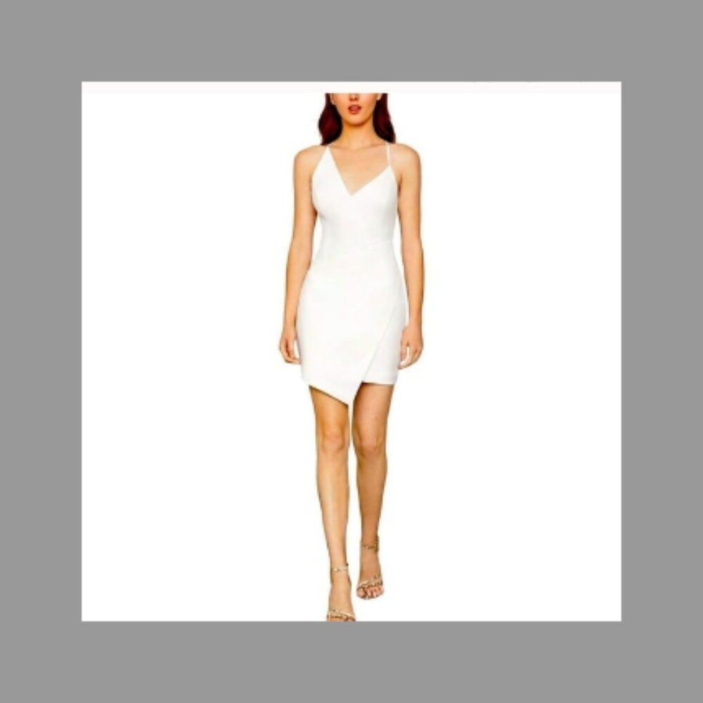 BCBGMaxAzria Eva White  Asymmetrical Mini Dress NWT Size 6